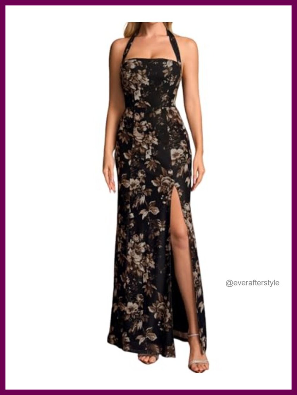 Women's Floral Halter Maxi Bodycon Dress Formal Wedding Guest